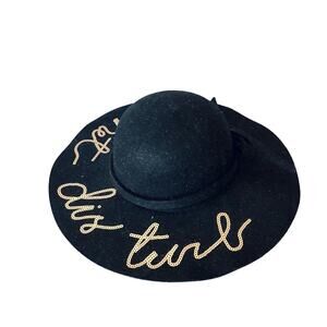 Do Not Disturb Large Floppy Felt Hat in Black